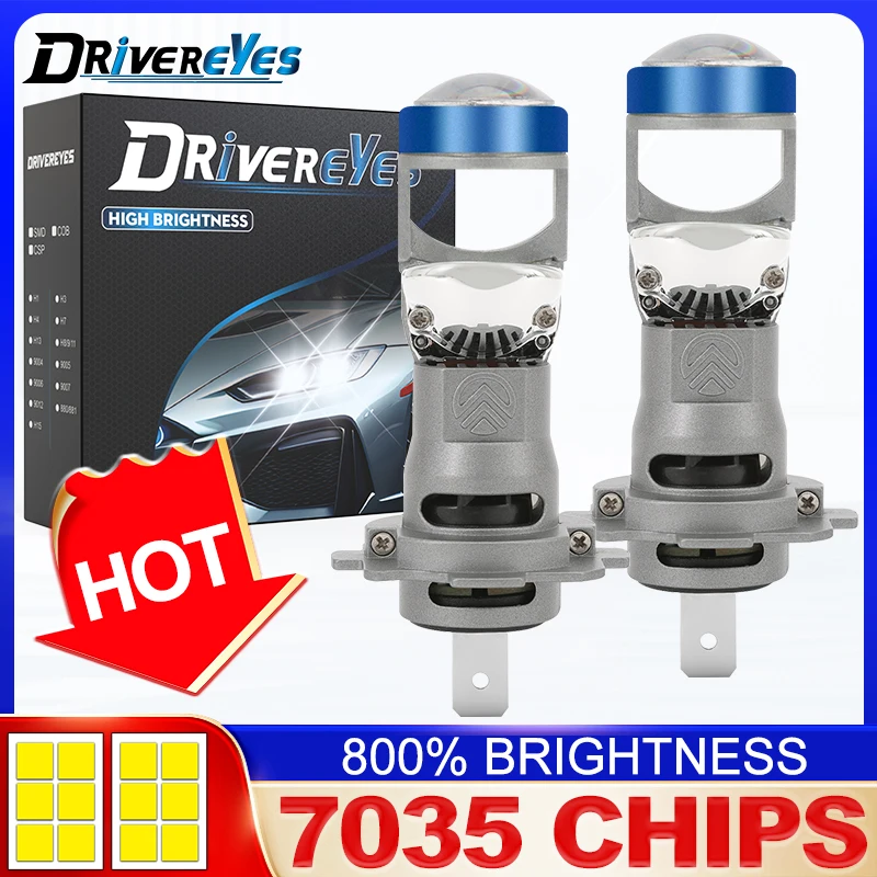 

Drivereyes H7 LED 7035 CSP Headlight 6000K White Ballast Projector Lenses Fog Light Car Lamps High Low PTF 12V 2PCS 1:1 Mini