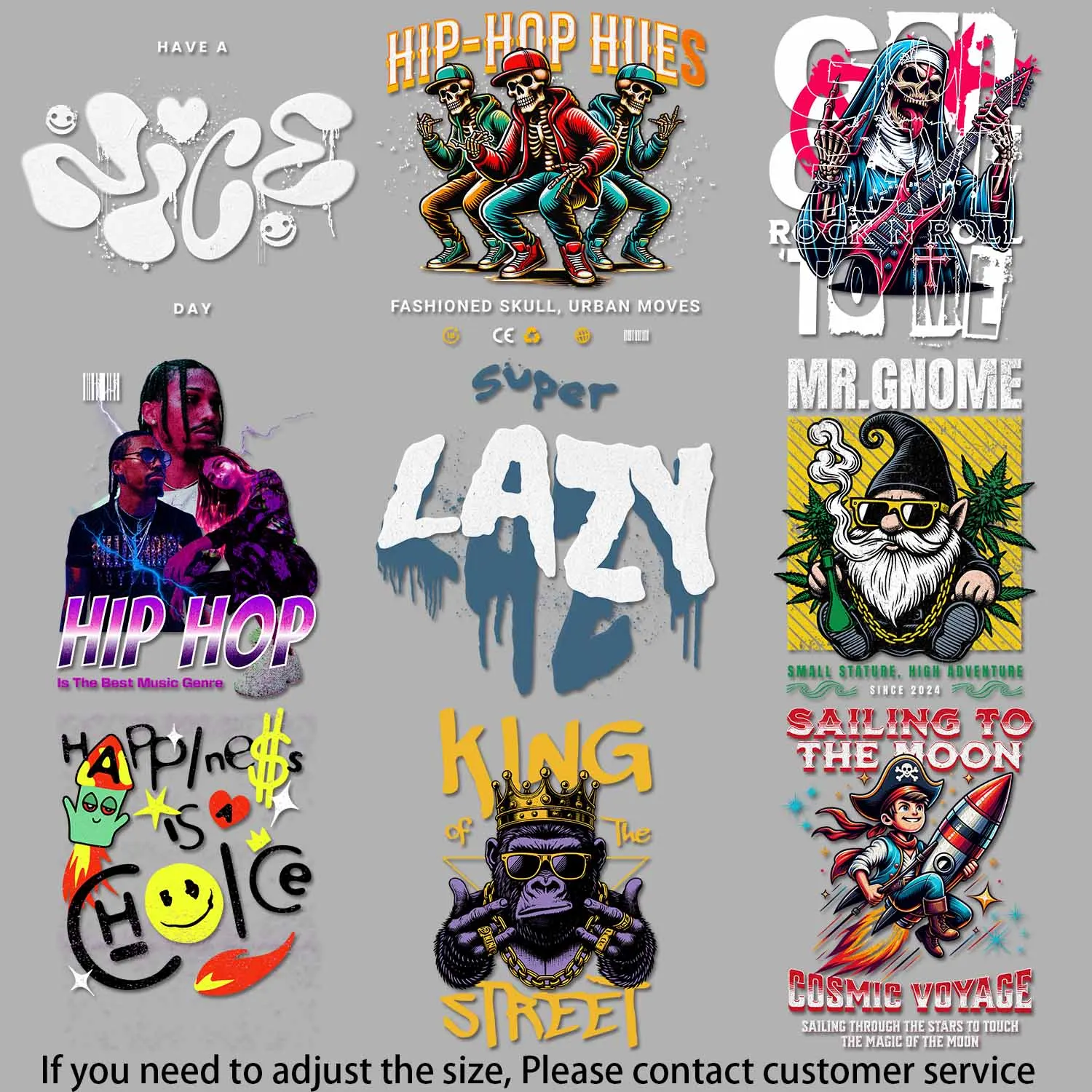 heat transfer sticker for clothes Motivational hand - drawn graphics Hip - hop themed character prints Fun Designs DIY Craft