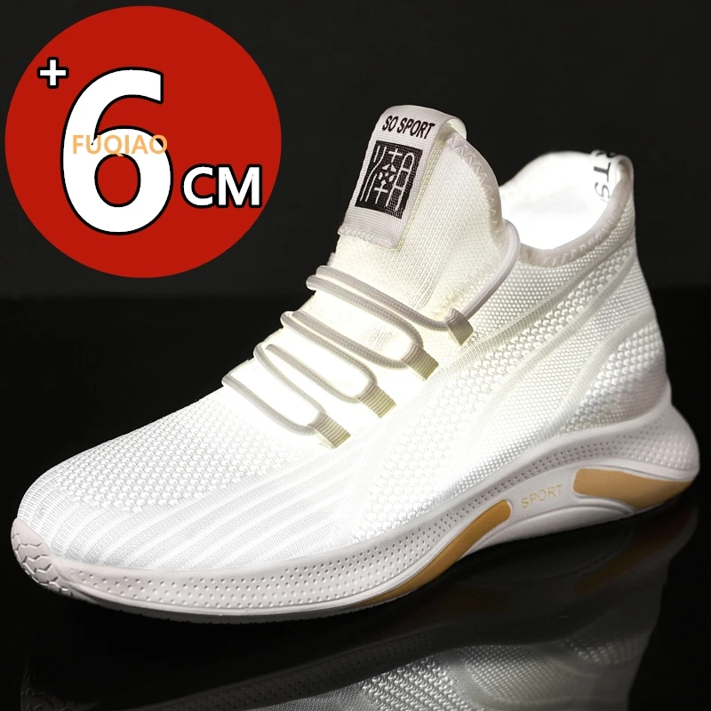 

Summer Men Breathable Mesh Casual Elevator Shoes Flat / 6CM Height Increasing Sneakers Plus Size Lightweight Comfortable Sports