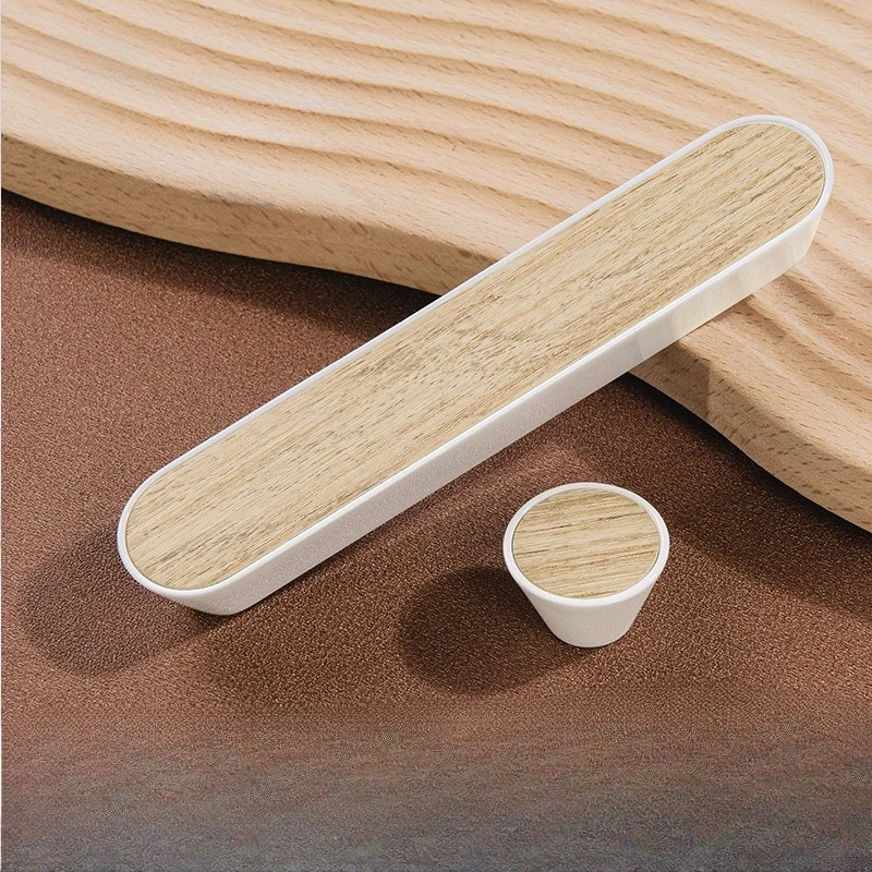 Nordic simple high-end light luxury wood grain handle cabinet drawer handle aluminum alloy handles