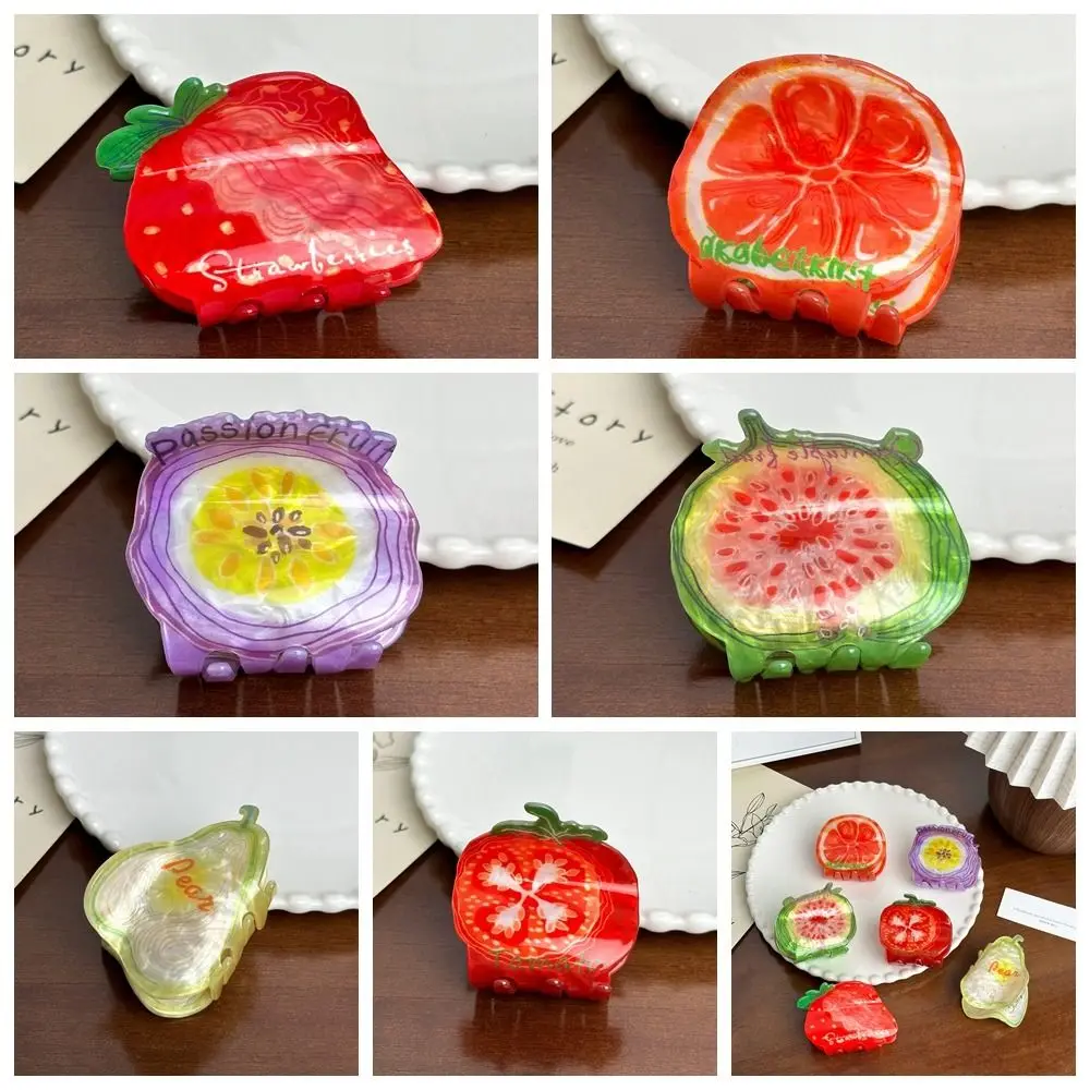 Summer Korean Style Fruit Shark Clip Orange Fig Strawberry Grab Clip Sweet Tomato Acetic Acid Claw Clip Headwear