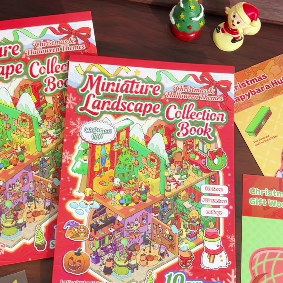 Kawaii عيد الميلاد كرنفال 3D عيد الميلاد والهالوين المشهد ملصق DIY جيب المقصورة المشهد هدايا عيد الميلاد ﻿