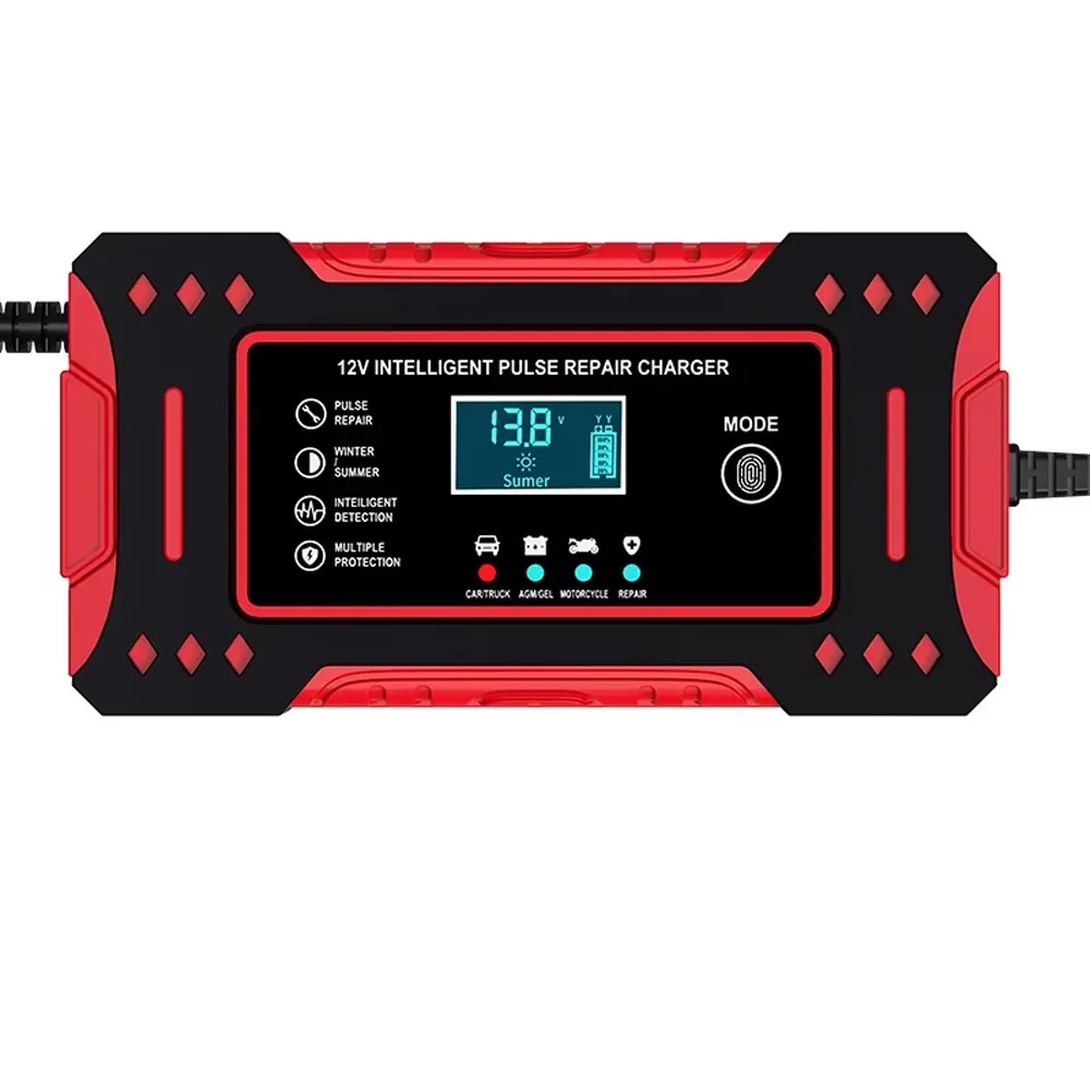 

6A Output Intelligent Car Battery Charger LCD Display Pulse Repair Motorcycle Battery Charging Unit Special Battery Charger 12V