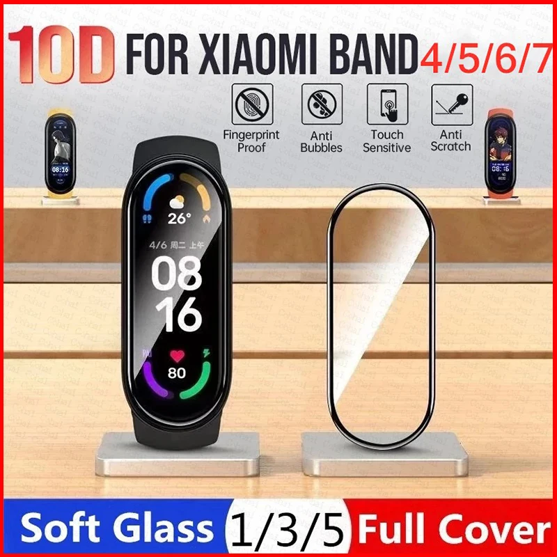 Protecteur d\'écran en verre souple pour Xiaomi mi band 4 5 6, Film de protection, étui pour montre intelligente Xiaomi mi band 7 5