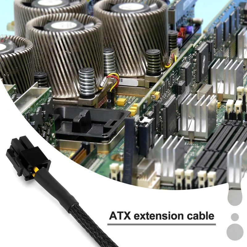 الأكمام ATX 4 دبوس P4 ذكر إلى ATX P4 أنثى وحدة المعالجة المركزية كابل تمديد الطاقة الأسود