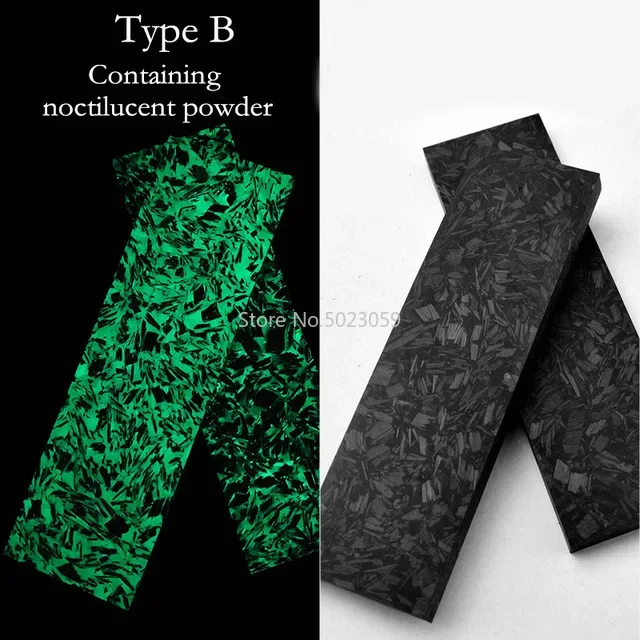 2Pcs Noctilucent Marbled CF Carbon Fiber Block Ripple Resin Tool for DIY Knife Handle Craft Supplies blue/green135x40x5mm