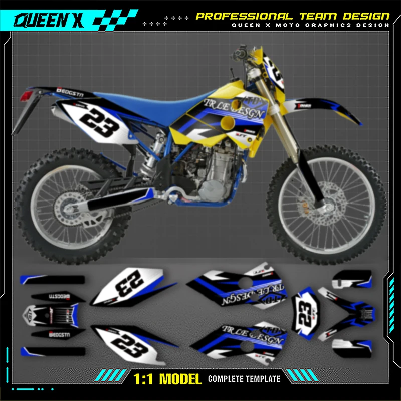 Queen X MOTOR  Custom Team Motorcycle Graphics Decals Stickers Kits For  HUSABERG FE 2001 2002 2003 2004 2005 001