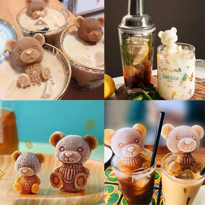 Aomily Cute Bear Shape Cake Silicone Mold INS Happy Party Fondant Cake Chocolate Candy Resin Clay Ice Block Soap Baking Mold