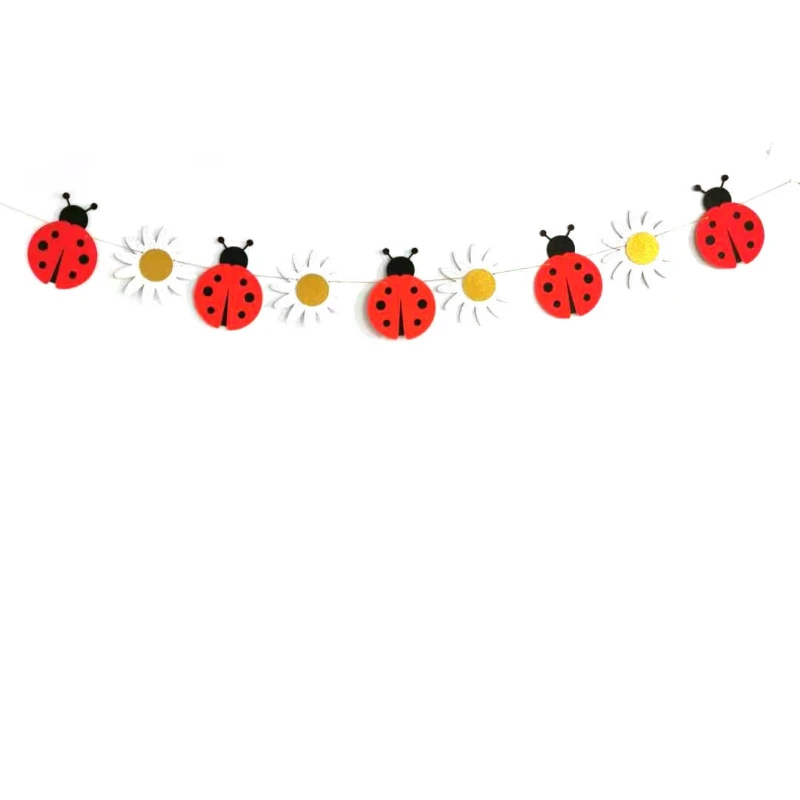 Ladybug Happy Birthday Cake Topper Little Ladybug Party Decoration Daisy Cake Topper for Ladybug Theme Birthday Party