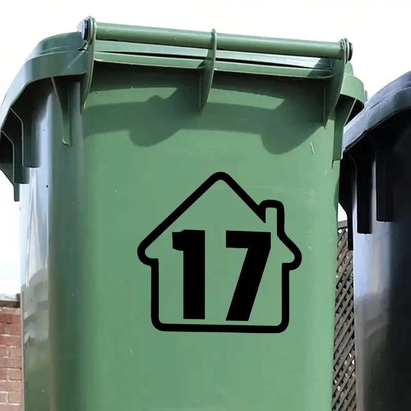 New Trash Can Dustbin Number Sticker Self Adhesive Wheelie Bin Stickers Garage Decals DIY Free Combination Weatherproof