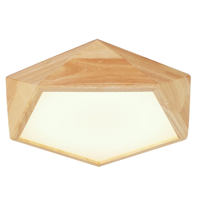 

Nordic solid wood bedroom creative geometric led diamond ceiling light room study