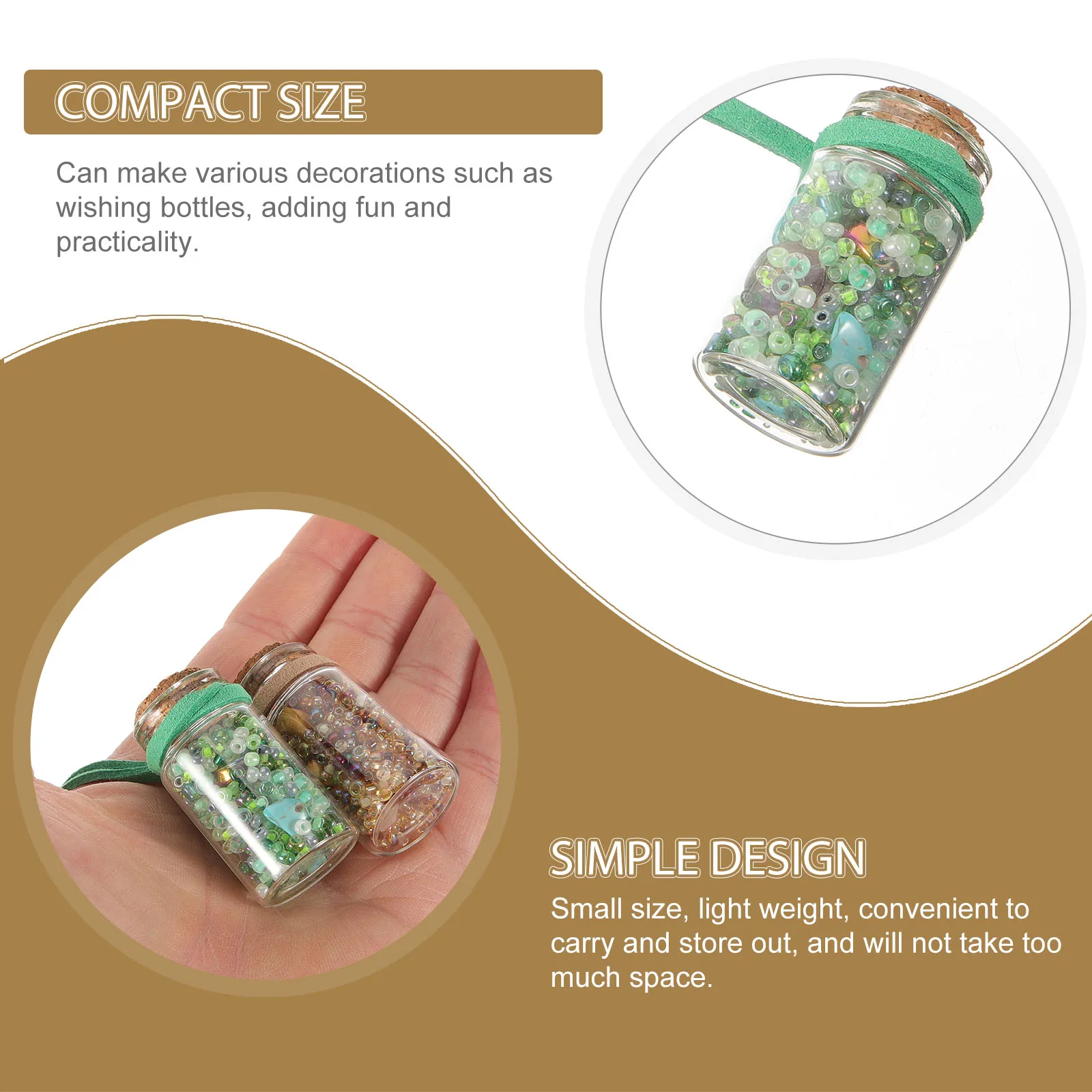 

DIY Beading Material Kit Wishing Bottles Glass Jars Tiny Decor Mini Projects Home School Accessories Mixed Colors Round Safe