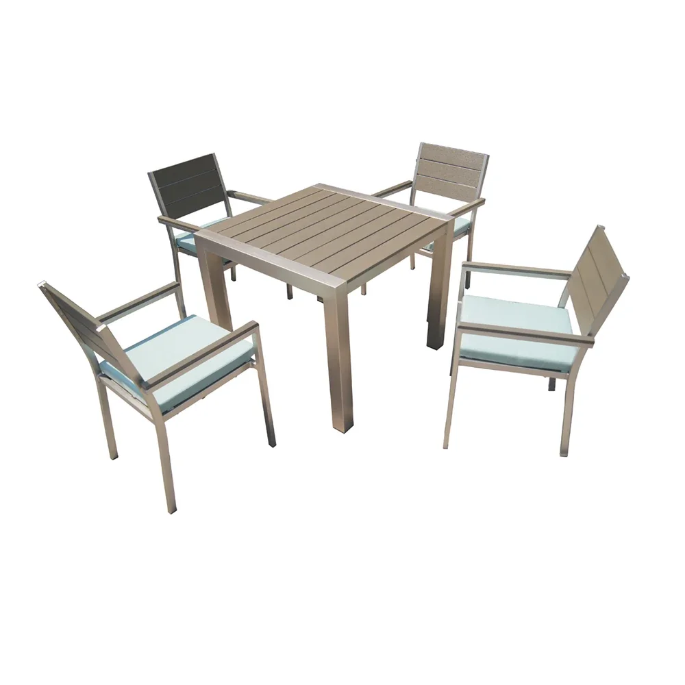 modern wholesale durable outdoor garden plastic wood furniture with table and chairs