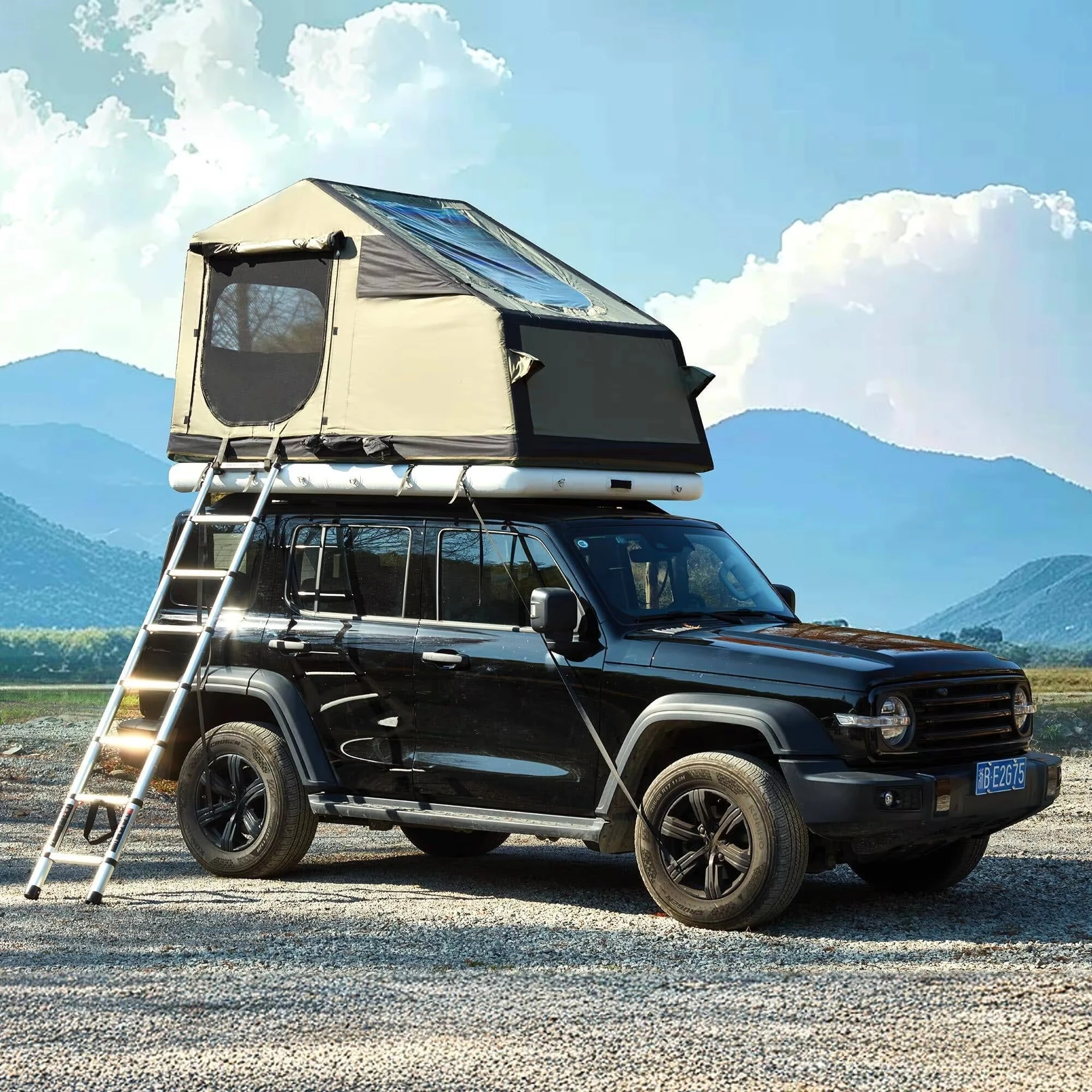 Rainproof Sun Protective Inflatable Camping Tent with Telescopic Ladder for Outdoor Recreation