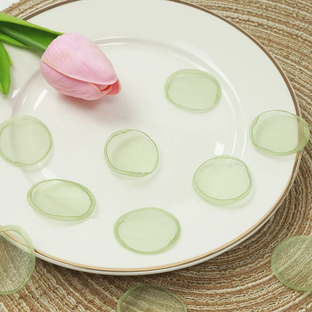 Grass Green Organza Artificial Rose Petals Boho Wedding Decoration Confetti & Pastoral Party Table Decor Wedding Accessories