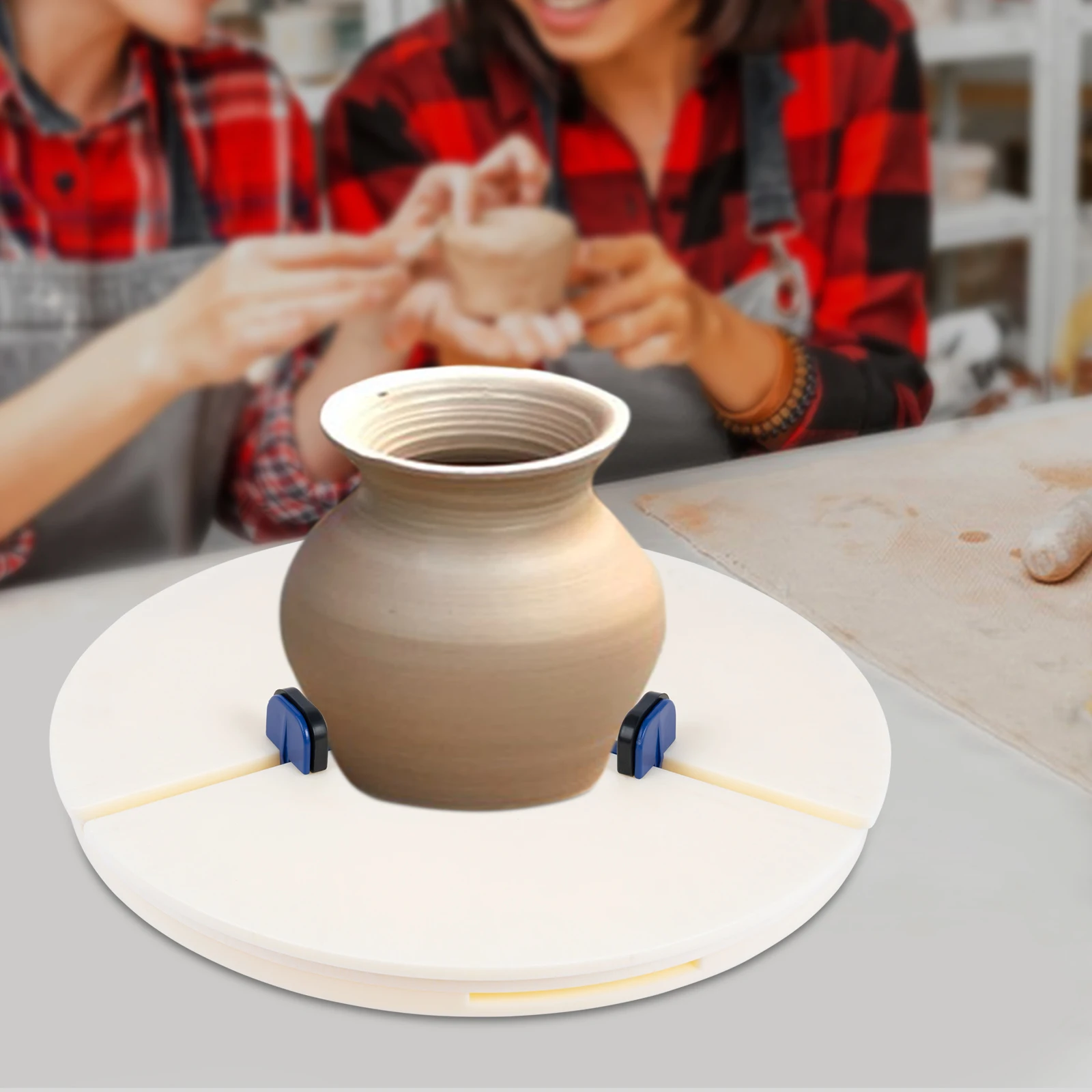 360°Rotation Pottery Wheel Tool Non-Slip Base Centers Clip Ceramic Trim Holder Trimming Tool for Beginners and Professionals