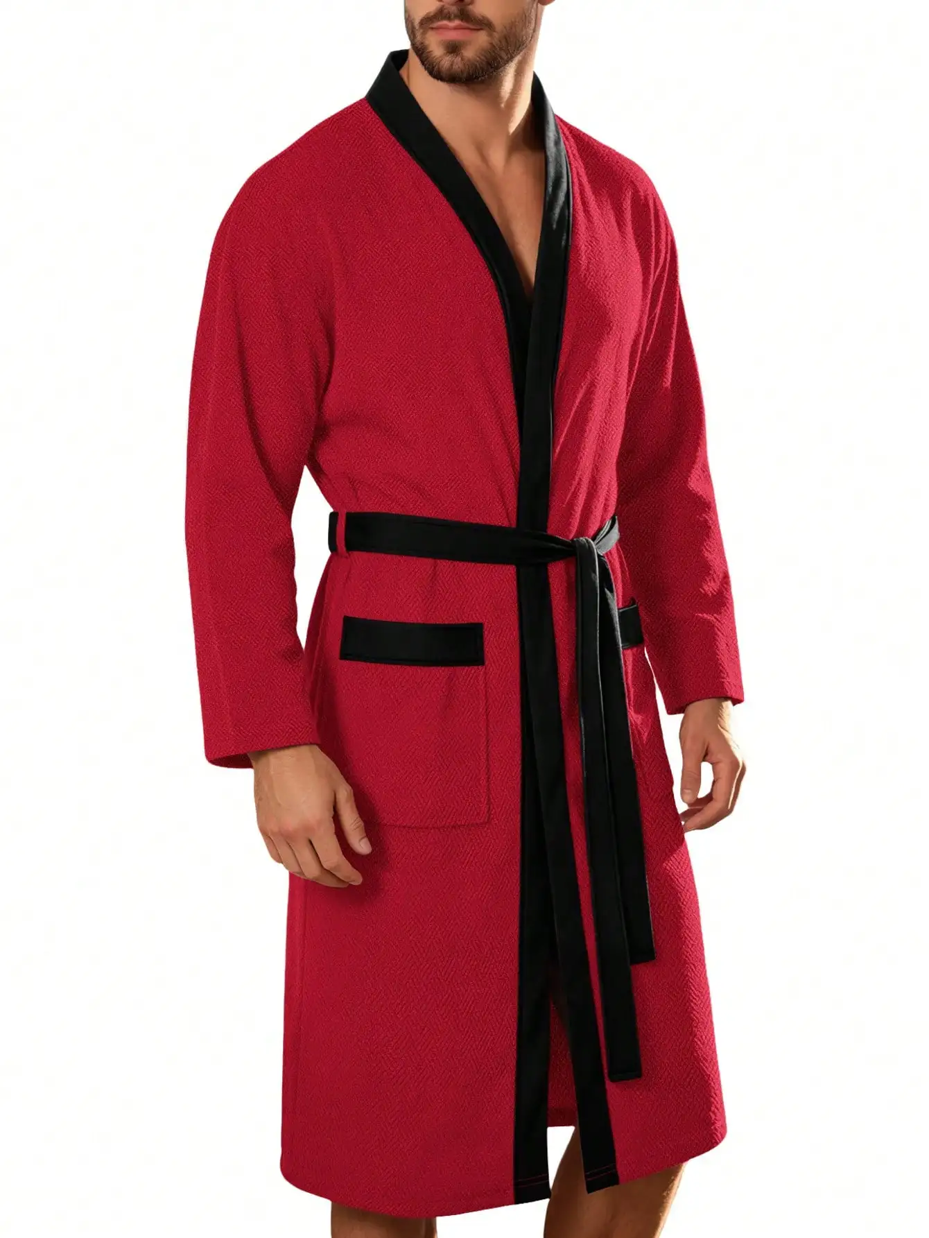 Bata de baño unisex, bata tipo kimono, bata de baño de largo completo para hombre, bata ligera de tejido tipo gofre color turquesa, mezcla de algodón suave, de secado rápido, de largo considerable.