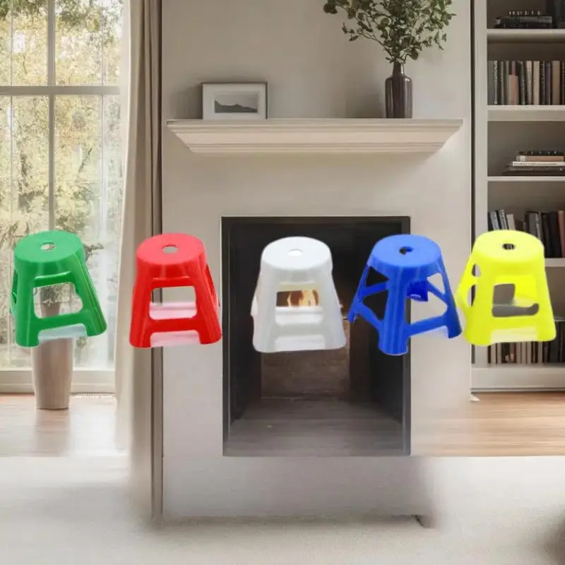 5개 세트 미니 플라스틱 의자 소형 의자 모델 1/12 인형집 가구 세트 인형집 장식 역할 놀이 장난감 어린이용