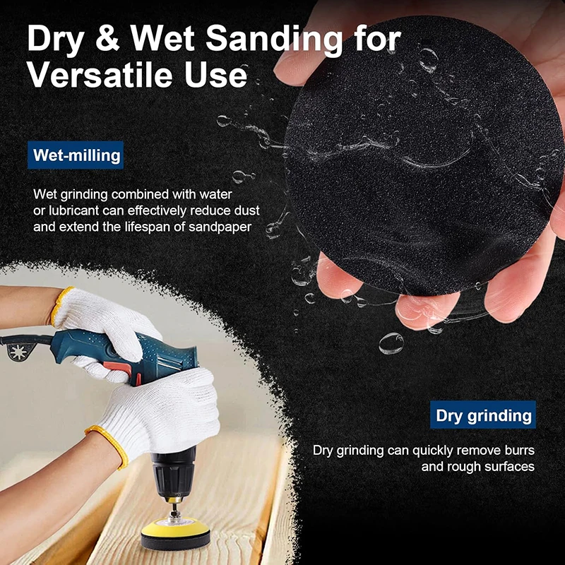 3inch 75mm 50pcs Grinding Disc Water/Dry Hook & Loop Sanding Disc Sandpaper  Set Combination Grit Sand Paper Abrasive Tools