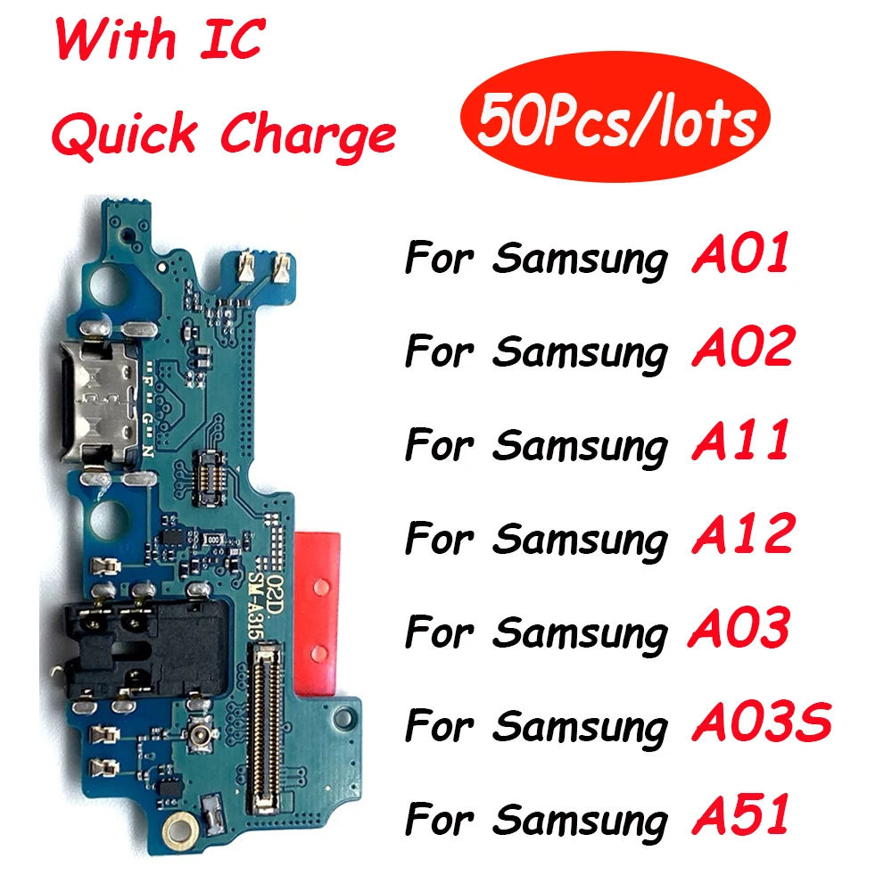 

50Pcs，NEW USB fast Charging Port Dock Charger Plug Connector Board For Samsung A01 Core A02 A02S A03 Core A11 A12 A21S A31 A71