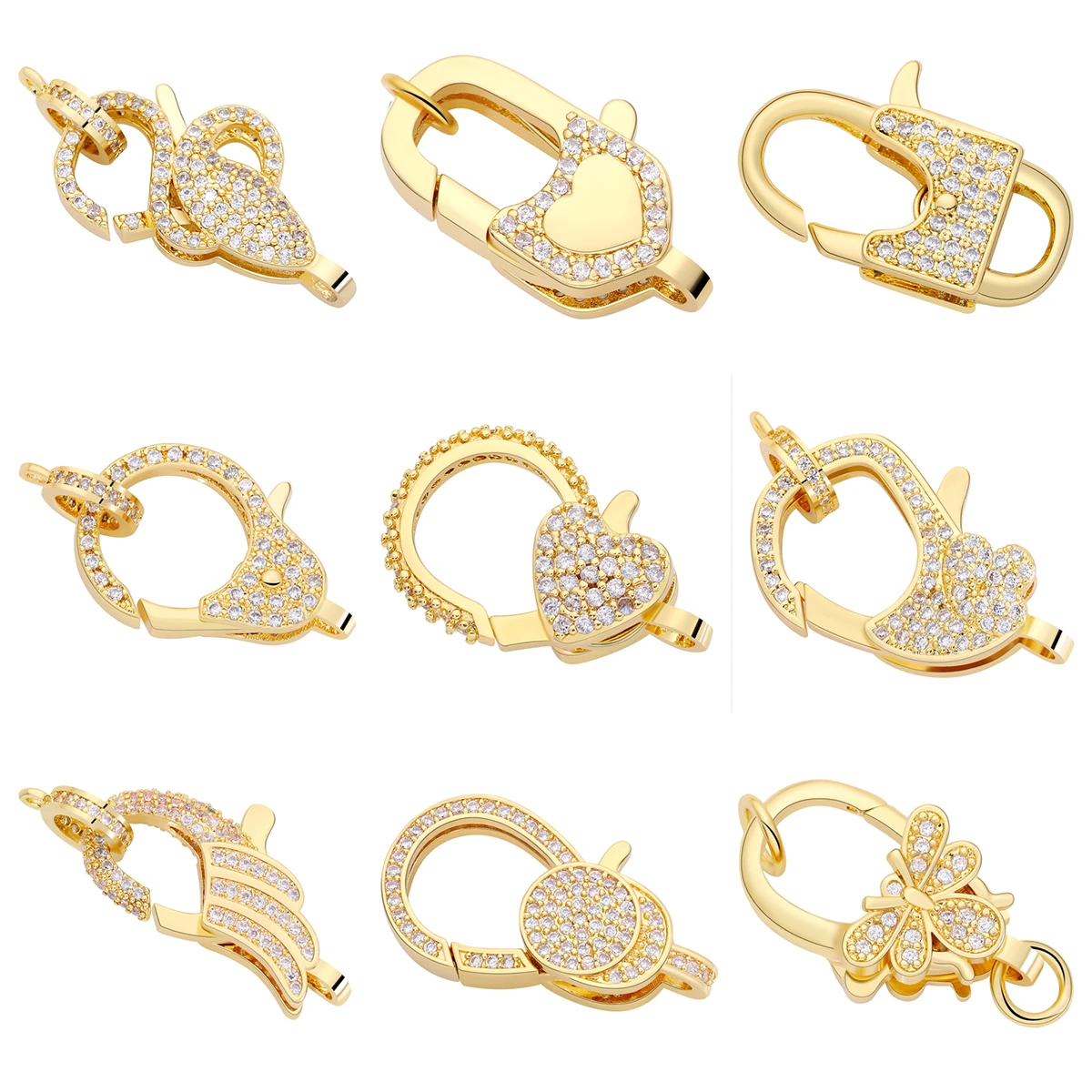 

Heart Lobster Clasp for Jewelry Making CZ Fasteners Hooks Locks for Bracelets Necklaces Cubic Parts Handmade Findings Components