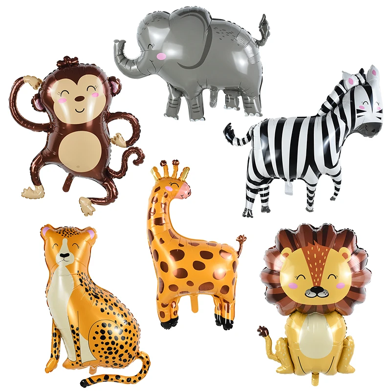 

Cartoon Animal Balloons Lion Monkey Elephant Giraffe Leopard Zebra Walking Animal Foil Balloon Kids Birthday Decoration Supplies