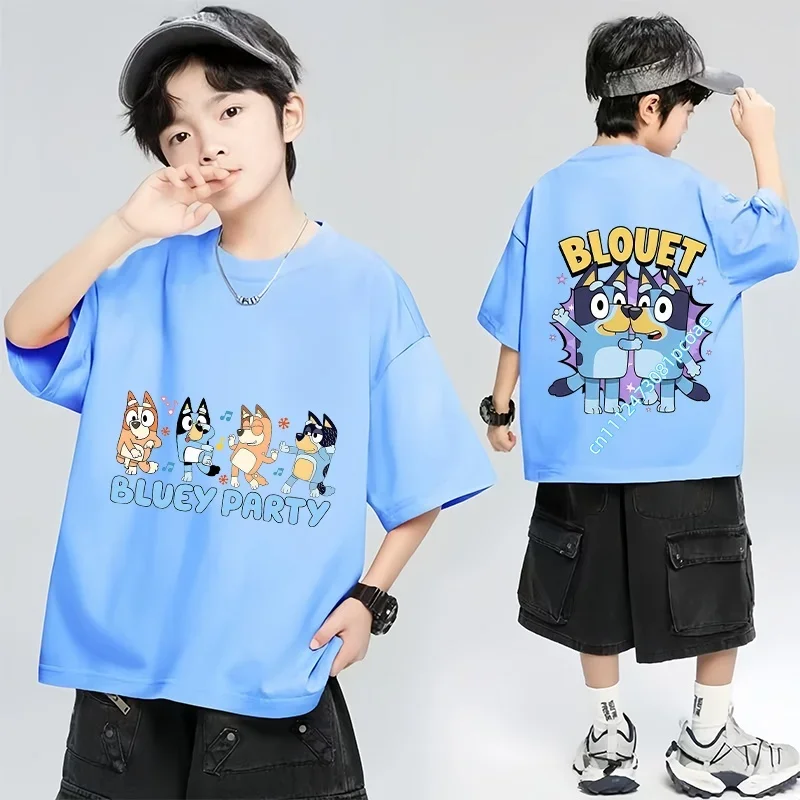 Kids Bluey Cartoon T-Shirt Autumn Winter Short Sleeve Warm A