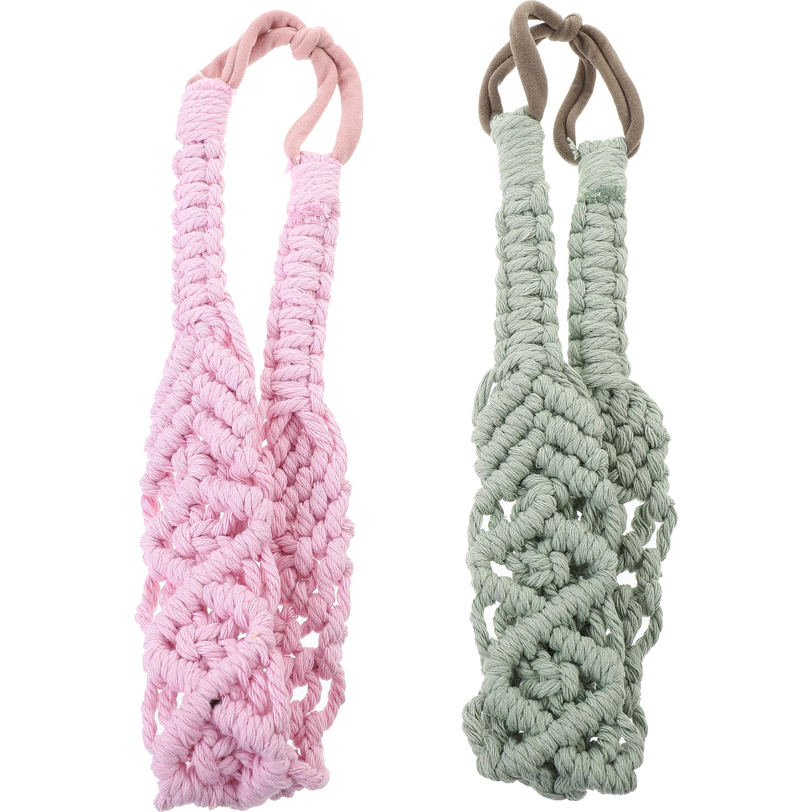 

2 pcs Crochet Headbands Bohemian Elastic Decorative Women Pink Green Workout Yoga Lightweight Storage