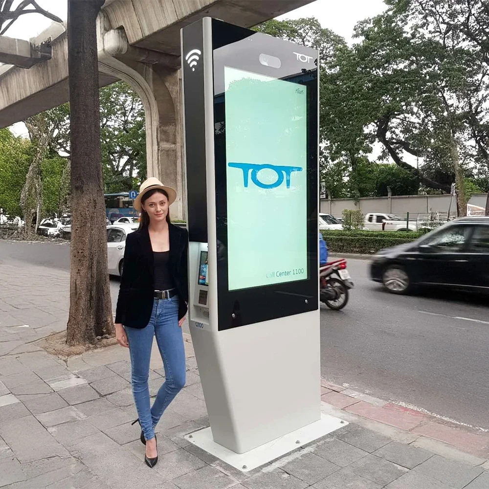 MWE 43 55 65 75Inch Outdoor Double Side Interactive Touch Screen Lcd Information Totem Digital Signage Displays For Smart City