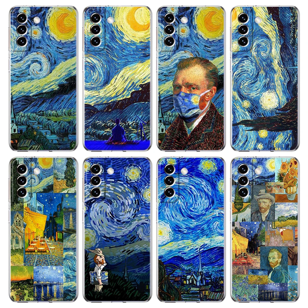 Van Gogh Series Phone Case for Samsung Galaxy S23 S20 FE S22 S21 Ultra M21 M22 M32 S10 S10E S9 S8 Plus 5G Transparent Shell Bags