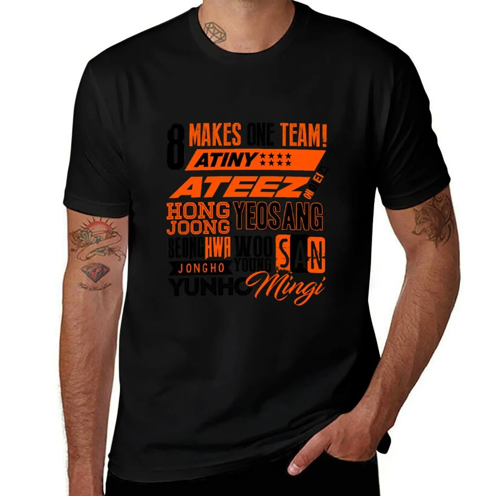 ATEEZ Font Collage T-Shirt Long Lasting Casual T-Shirt