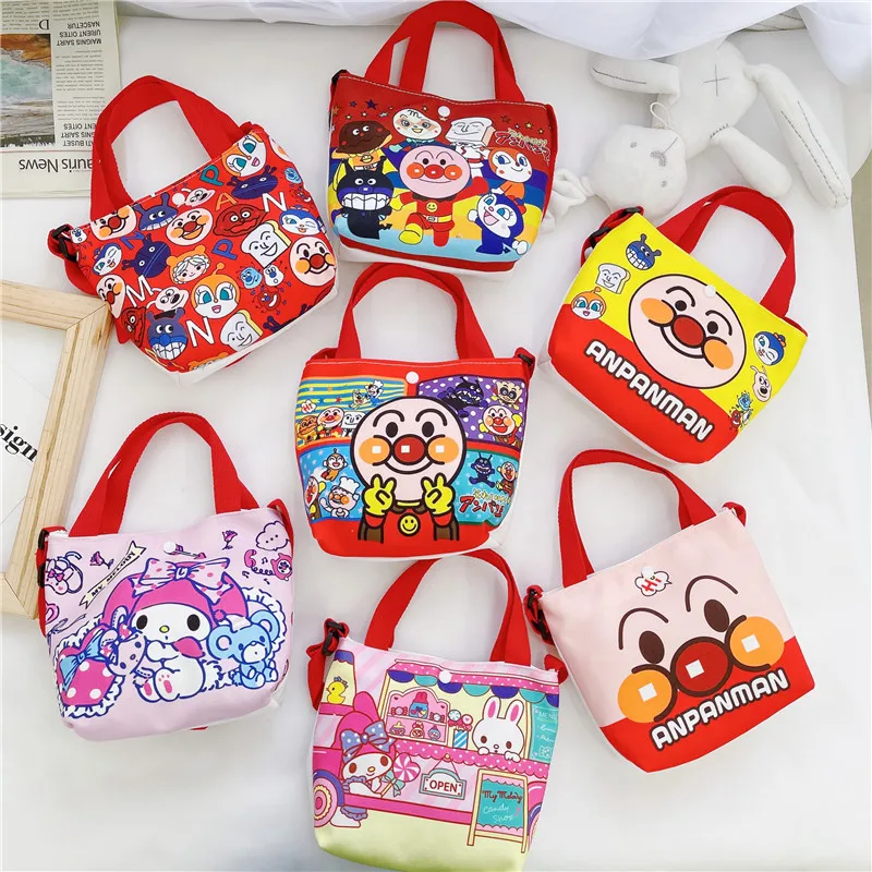 Kawaii Anime Cartoon Anpanman Baikinman Children\'s Handbag Cute Cartoon Canvas Shoulder Crossbody Bag Creative Birthday Gifts