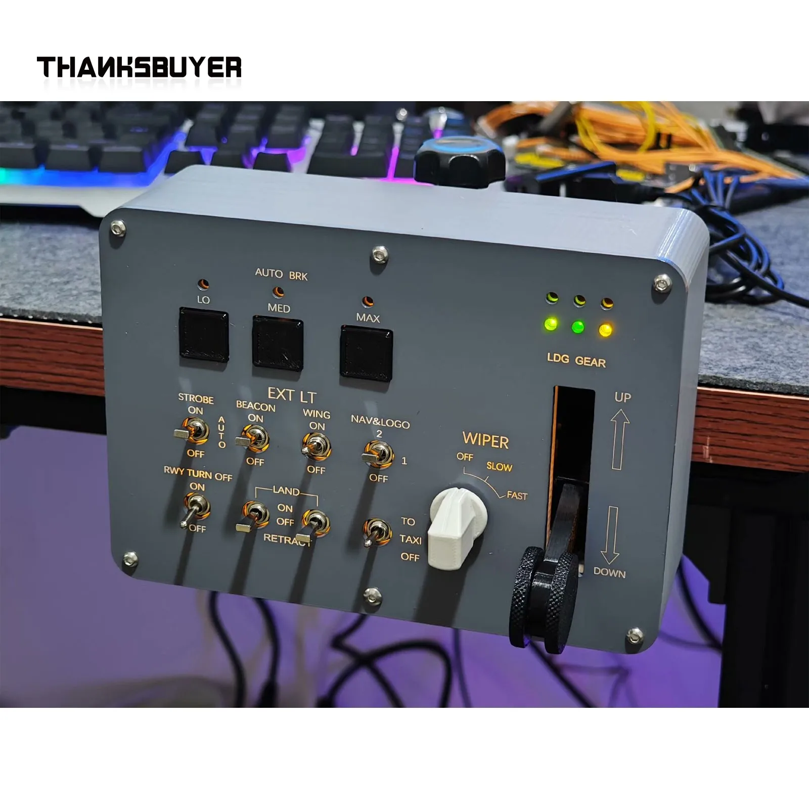 PETG 3D-printed Light Landing Gear Control Box for 2020 FENIX320 Flight Racing Game Simulator