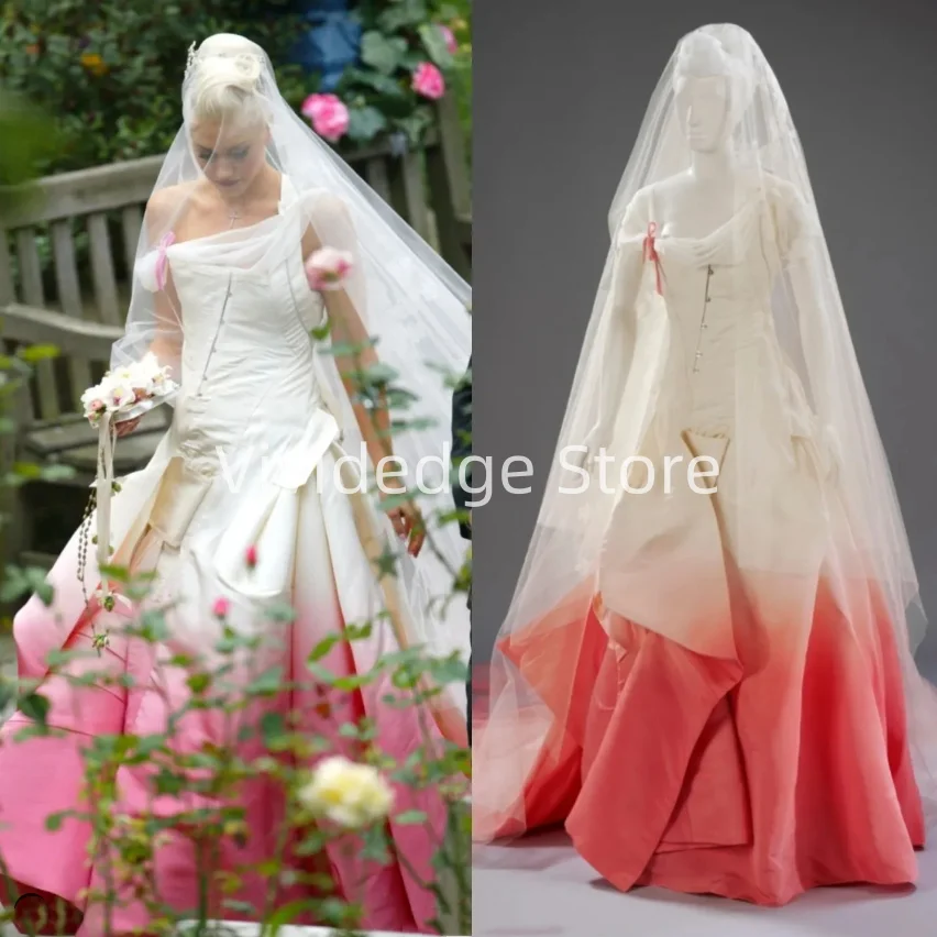 ที่กําหนดเอง 2025 สีขาวGradientสีชมพูGwen Stefani Victorianยุคกลางชุดแต่งงานVestidos De Fiestas Elegantes Mujer