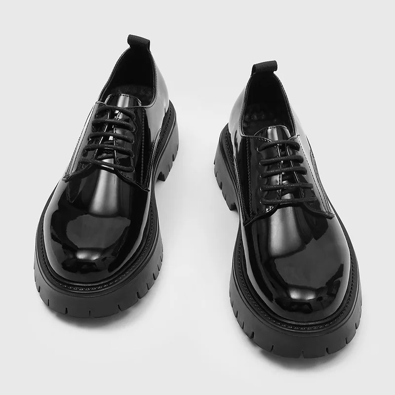 

men casual business office formal dress shoes black stylish patent leather oxfords shoe platform sneakers gentleman footwear man
