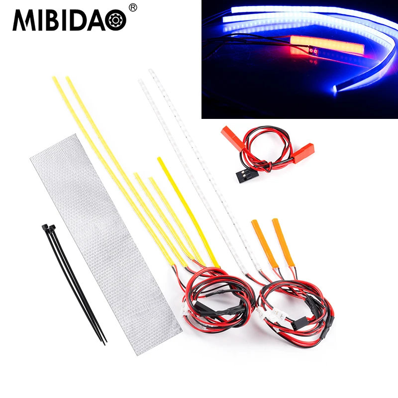 MIBIDAO Spotlight Headlights Taillights Full Car LED Light Strip for 1/8 RC Car ARRMA Infraction BLX 3S Buggy Upgrade Parts