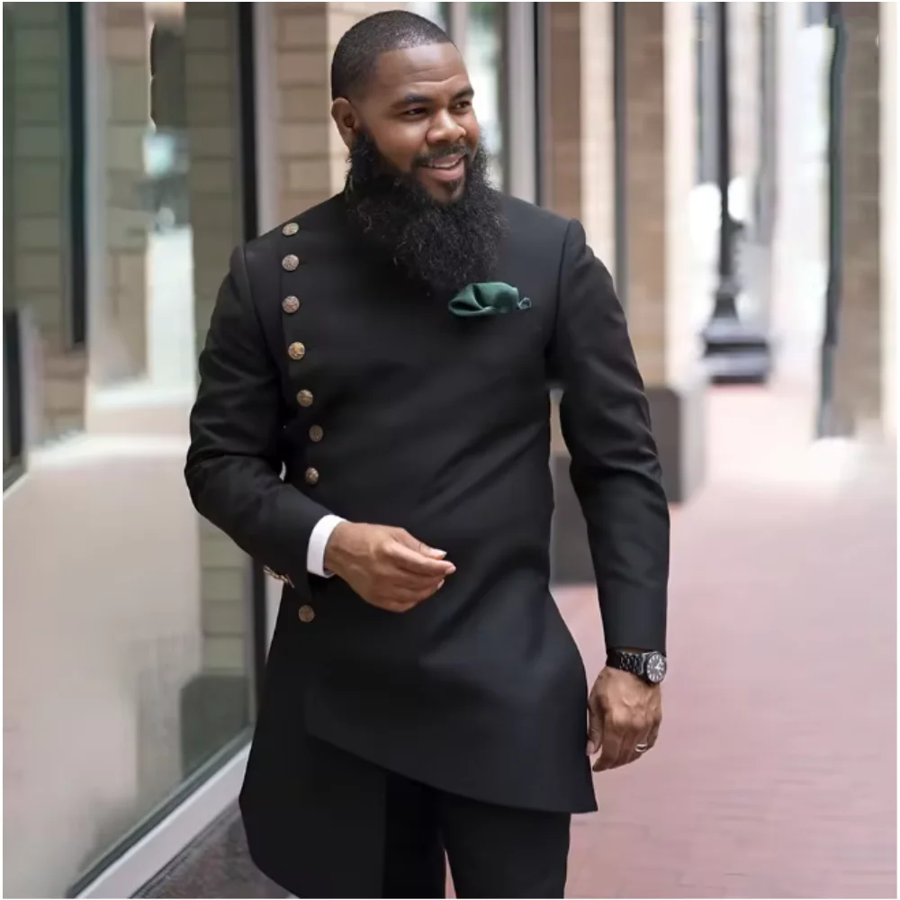 

Classic Suits For Men Black 2 Pieces Single Breasted Wedding Groom Prom Dress Blazer Terno Custom Male Clothing Jacket Pants