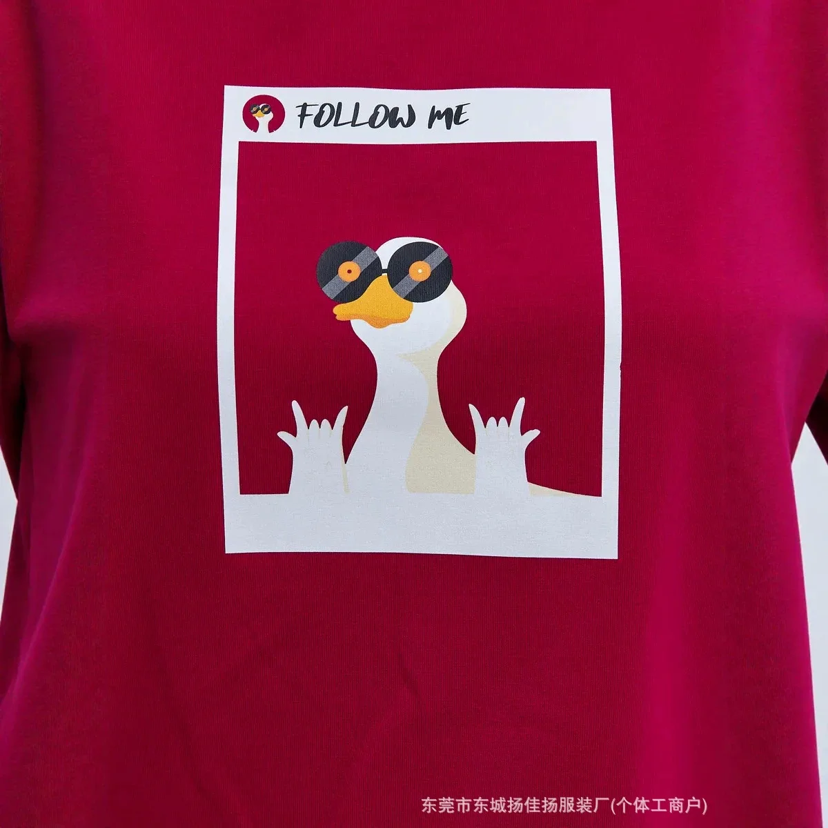 Chic Street Rock Women Soft Pure Cotton T-Shirt Funny Duck with Vinyl Sunglasses 