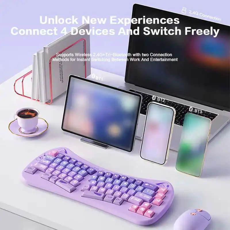 Ergonomic Alice Mechanical Keyboard Custom Gaming Mechanical Keyboard 2.4G Wireless Keyboard Bluetooth Mechanical Keyboard