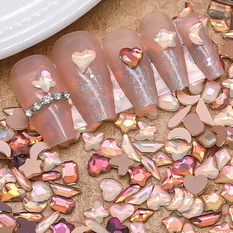 

100PCS Melard Color Flat Back 3D Nail Art Rhinestones Amber Gem Stone Accessories For Manicure Decor Nails Decoration Supplies