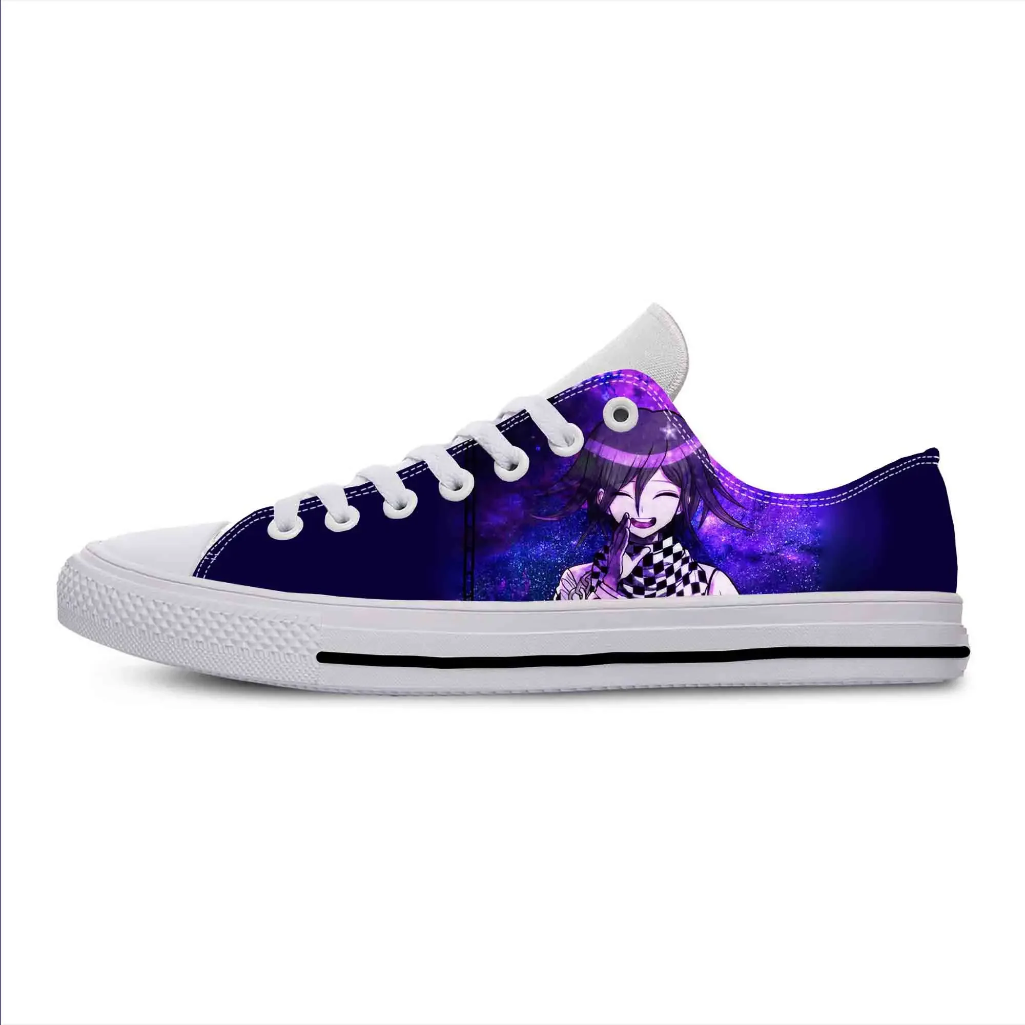 Anime Cartoon Manga Kokichi Ouma Oma Danganronpa scarpe di stoffa Casual Low Top leggero traspirante stampa 3D uomo donna Sneakers