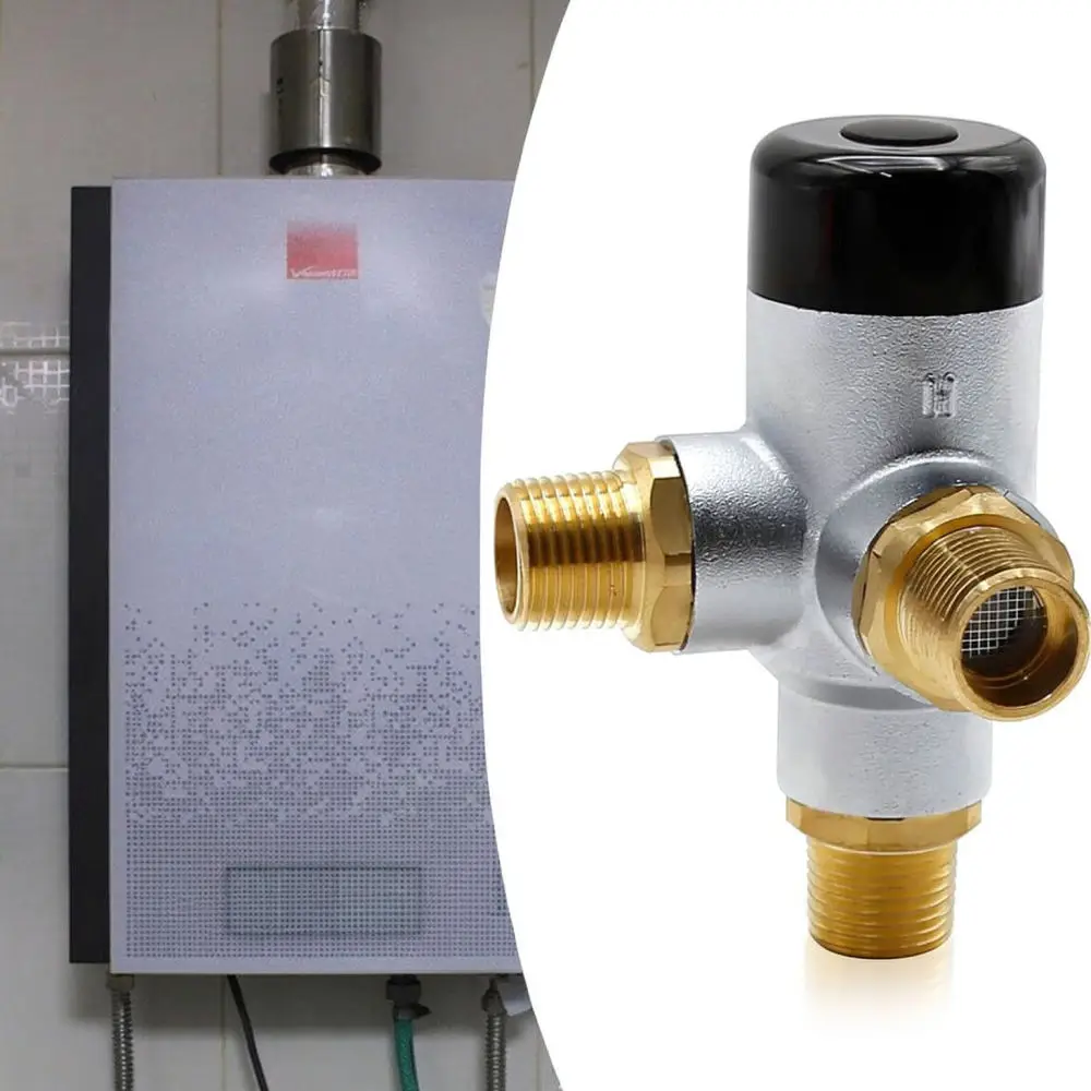 Adjustable Thermostatic Mixing Valve Brass Water Heater Temperature Controller For Camper Van And Kitchen Under Sink