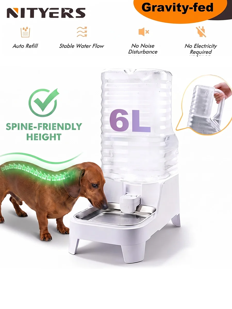 Automatic Elevated Pet Water Dispenser with Stainless Steel Tray