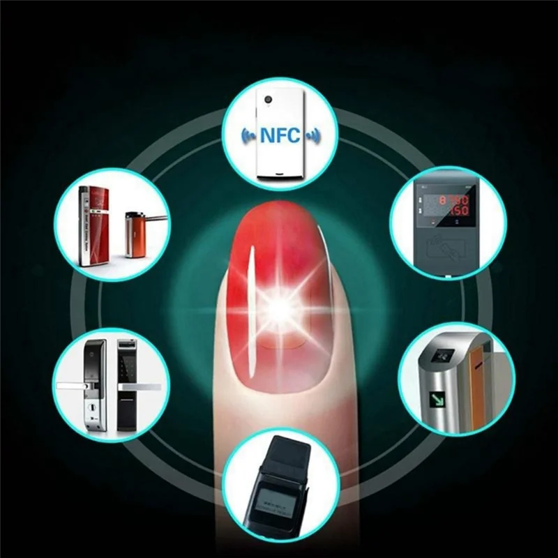 LED Bare Chip Flash etiqueta do prego, lâmpada luminosa inteligente, Nail Enhancement Etiqueta, luz branca, NFC, 5pcs