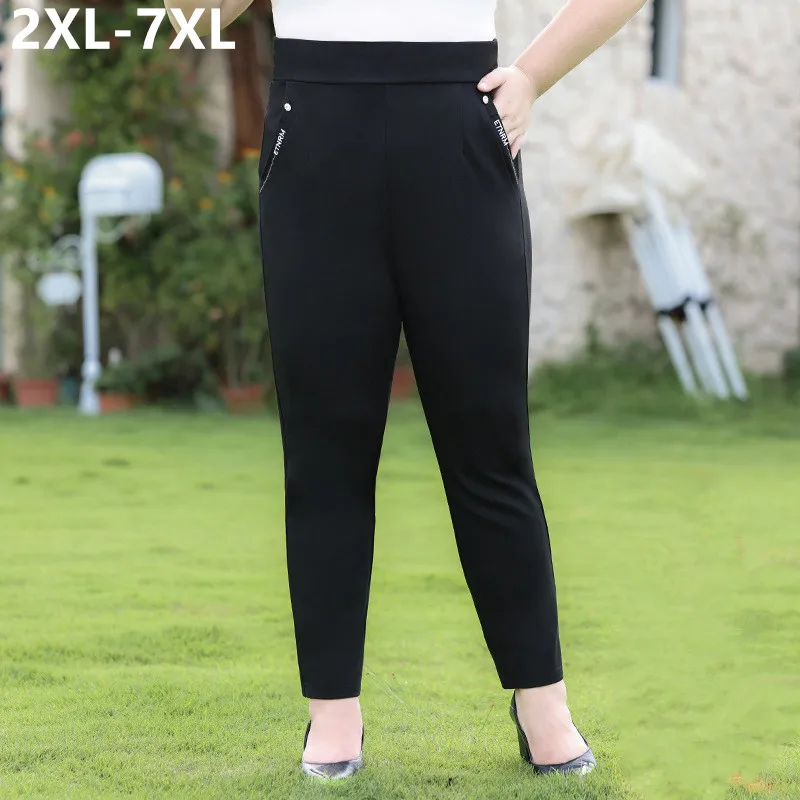 

Women Elegant 7XL Pants Stretched 6XL Plus Big Size 110KG High Waist Office Work 5XL Lady Fit Thick Thigh Formal Black Trousers