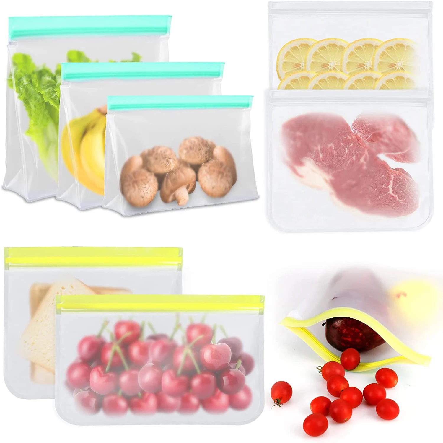 

PEVA Waterproof Freezer Bags Reusable Ziplock Multifunctional Storage Bags Leakproof Kitchen Food Packing Sealing Fresh Keeper