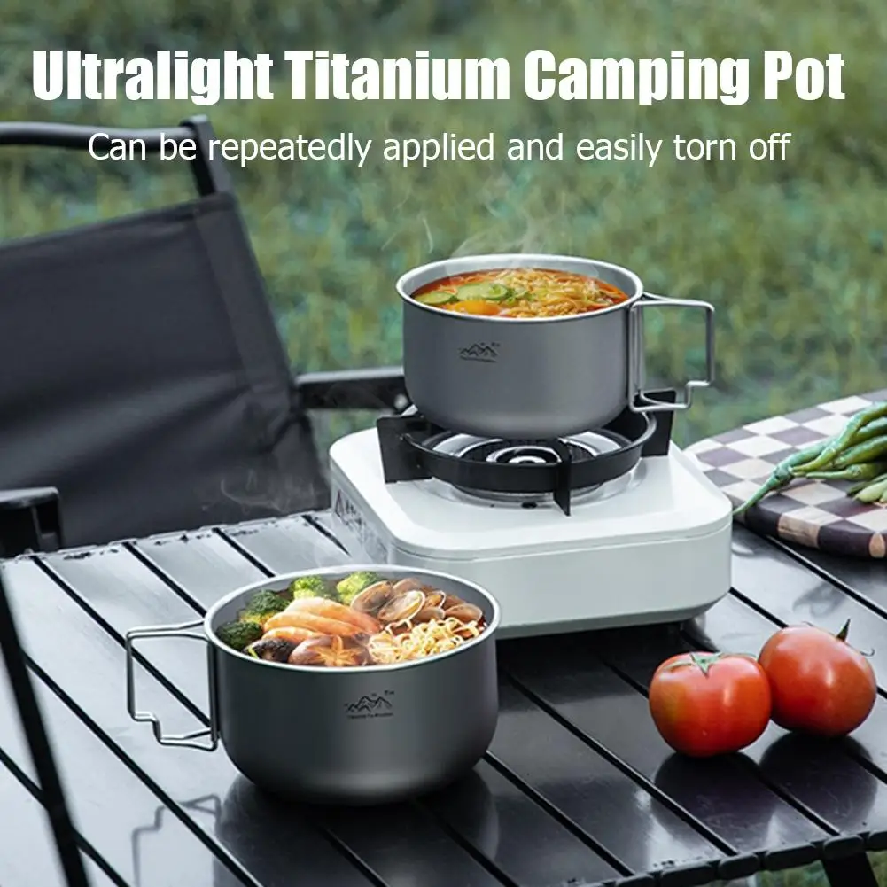 Ultralight Titanium Backpacking Cookware, Portable Camping Pot with Handle for Outdoor Hiking Cooking - view 3