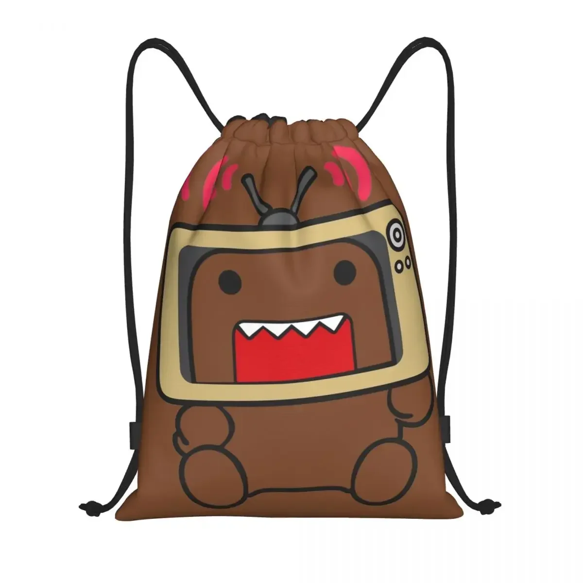 Cute Cartoon Domo Kun Drawstring Backpack Sports Gym Bag String Sackpack for Cycling