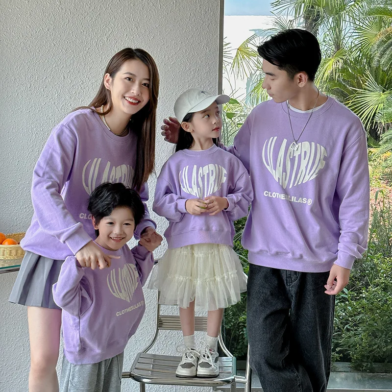 

2023 Autumn New Family Matching Outfits Cotton Mother Father and Children Long-sleeve Hoodies Fashion Mom Dad Daughter Son Tops