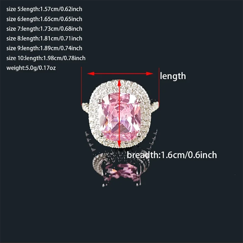 Personality Big Pink Cubic Zirconia Wedding Rings for Women Romantic Bridal Marriage Ceremony Party Rings Fashion Jewelry R7298 image 6